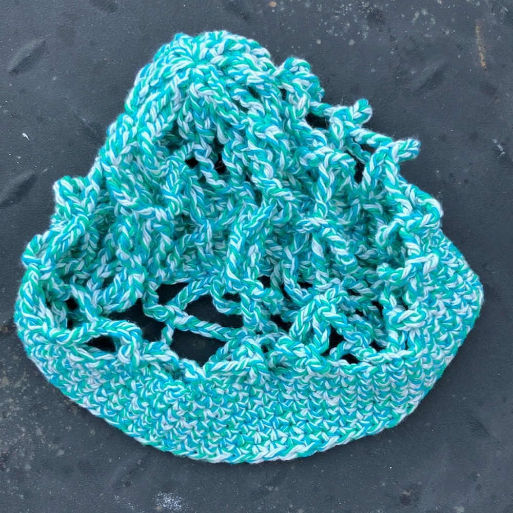 Turquoise and White Knit Beanie